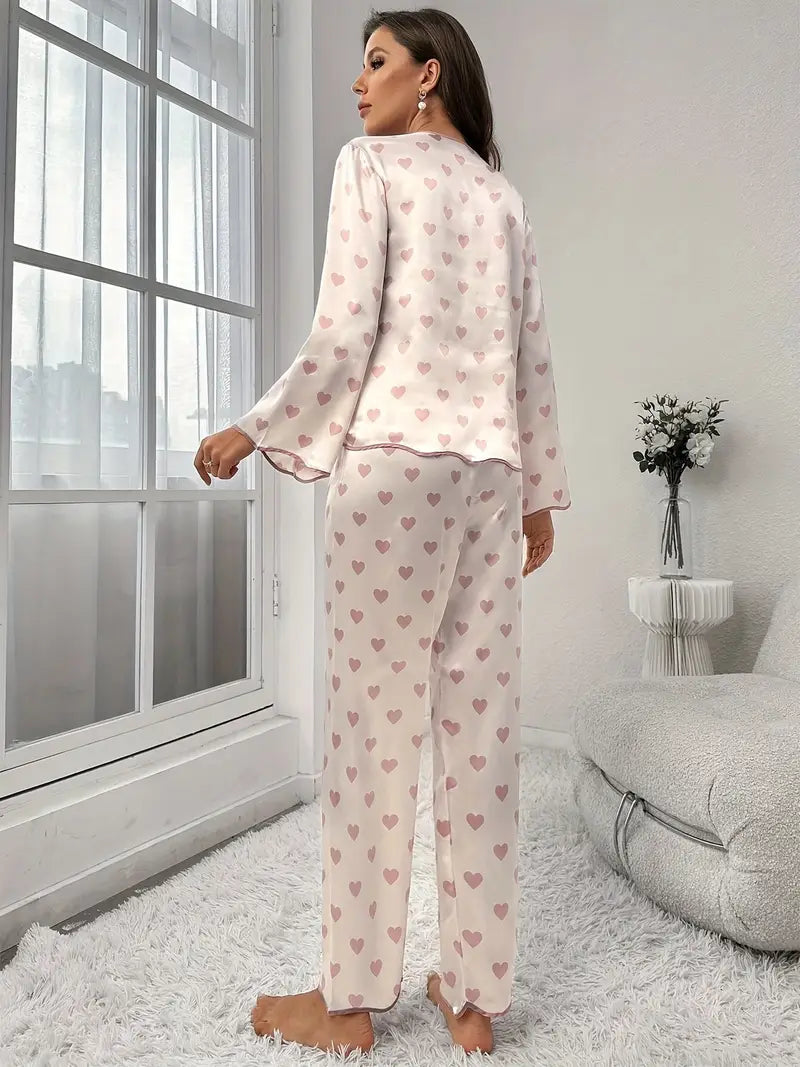 Valentine’s Satin Heart Pajama Set