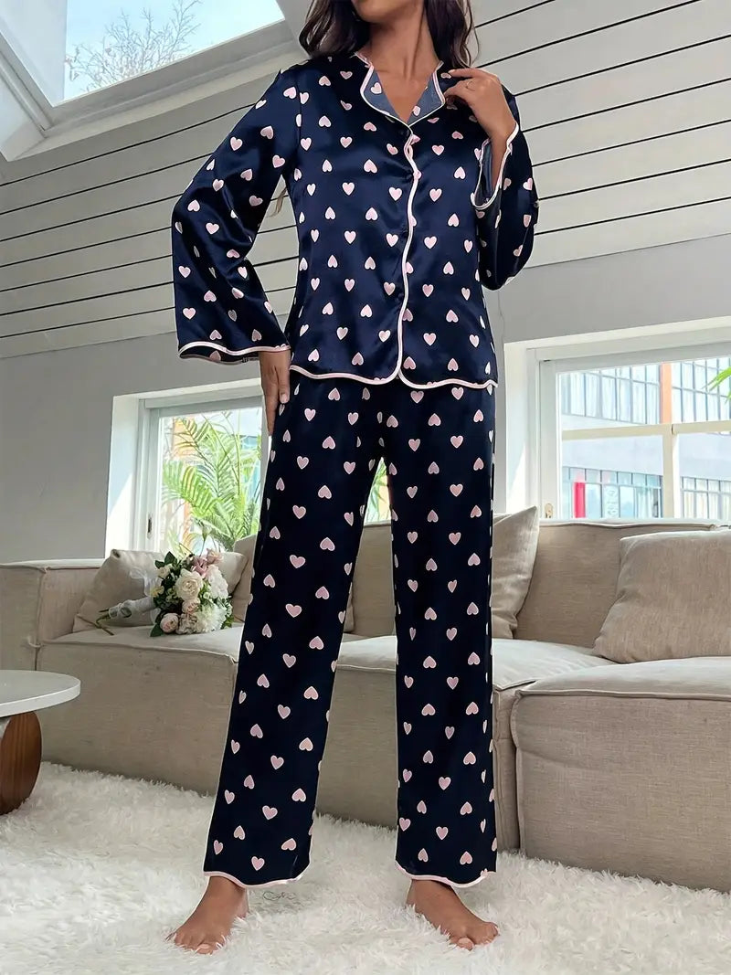 Valentine’s Satin Heart Pajama Set