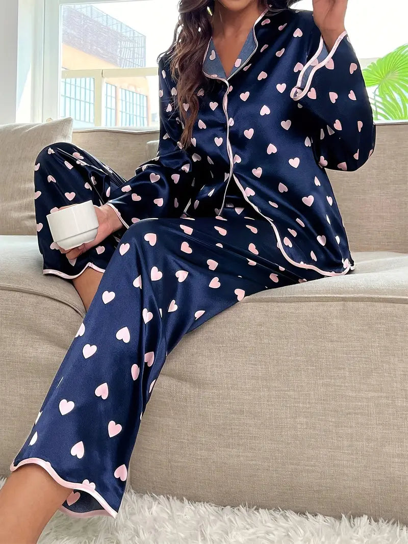 Valentine’s Satin Heart Pajama Set