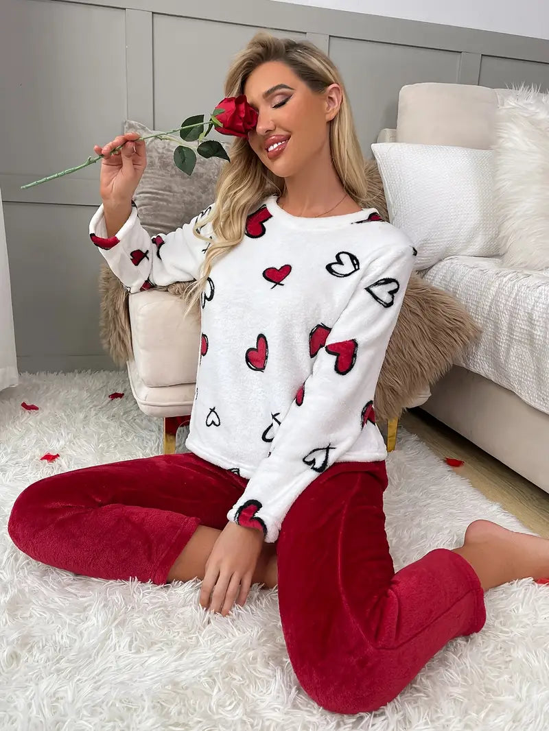 Valentine’s Long Sleeve Top and Pants with Heart Pattern