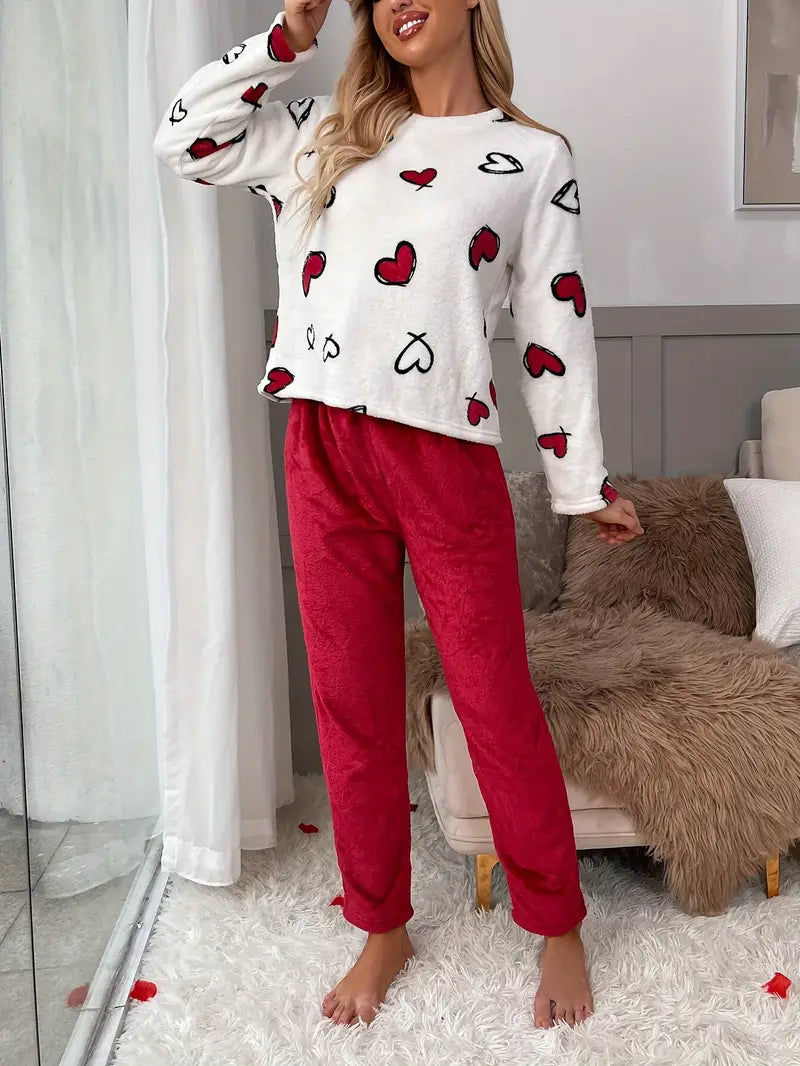 Valentine’s Long Sleeve Top and Pants with Heart Pattern