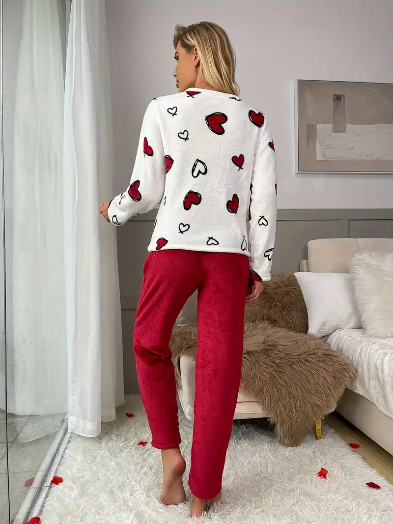Valentine’s Long Sleeve Top and Pants with Heart Pattern