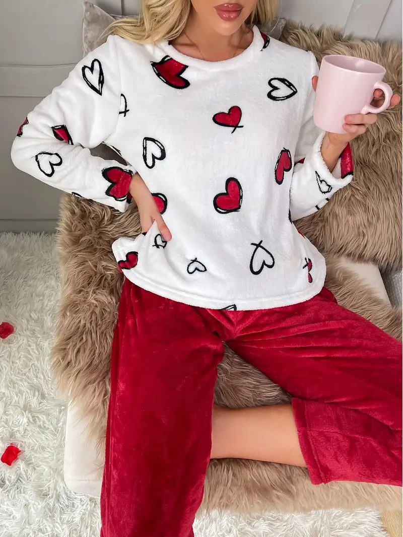 Valentine’s Long Sleeve Top and Pants with Heart Pattern