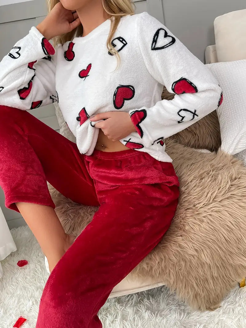 Valentine’s Long Sleeve Top and Pants with Heart Pattern