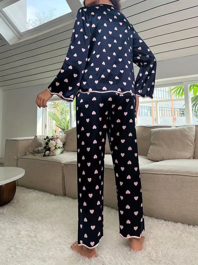 Valentine’s Satin Heart Pajama Set