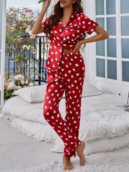 Valentine's Women Heart Print Pajama Set